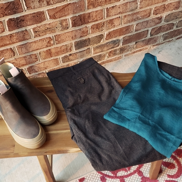 GAP Brown Wool Blend Cuffed Pants - Picture 2 of 4